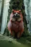 Placeholder: Realistic forest scene. big furry monster sitting next to tree. Wes Anderson style. Red hair, smile, happy, gradient color fog. highly detailed, concept art, unreal engine 5, ray tracing, RTX, lumen lighting, ultra detail, volumetric lighting, 3d, finely drawn, high definition, high resolution.