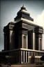 Placeholder: Architectural style for building of India's Intelligence Bureau , make it visibly military and intelligence style at the same time similar to Indian Architecture, use darker colors, make it wider and not much taller