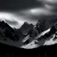 Placeholder: montañas con nieve aspecto sombrio y tenebroso con la silueta un gigante de las nieves de fondo alto nivel de detalle