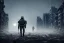 Placeholder: A high tech Soldier walking on the post apocalypse city, night , full moon , realistic , high resolution , HD , 1920pX1080p , dark