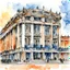 Placeholder: congress building montevideo in watercolor and ink