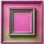 Placeholder: Square picture frame in magenta with green on light background