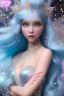 Placeholder: woman glitter blue fairy in a galactic ambiance, long blue hair, detailed gorgeous smile, delicate colors in the foreground, full of details, smooth, light effect，vaporwave colorful, smooth, extremely sharp detail, finely tuned detail, ultra high definition, 8 k, unreal engine 5, ultra sharpBeautyful smiling young woman, long hair amazing blue eyes, flowers, happy cosmic, bright colors, blue, pink, gold, jewels, realistic, photo real, clear sunny background, highly detailed, high contrast, 8k 