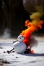 Placeholder: Snowman,fire smoke and play fotball