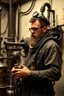 Placeholder: photorealistic alchemist artificer with numerous pipes attached
