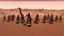 Placeholder: desert, comic style warriors from behind