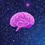 Placeholder: 16 bit pixelart of a bare transparent pink human brain flying trough the universe, background galaxy's