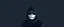 Placeholder: 8 bit pixelart of a shadow figure with a white smooth wide smiling mask