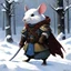 Placeholder: (art by Karoly Ferenczy) a fighter of the Mouse Guard in the snow, by David Petersen