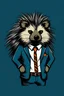 Placeholder: a game studio logo of a "Jobless Porcupine" wearing a suit as if going to a job interview 2 colors