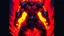 Placeholder: comic style fire & steel demon