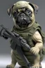 Placeholder: pug soldier with rilfe M4 with helmet realistic