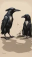 Placeholder: crow badger duellants, with distinct shadow on paper, signed by a master