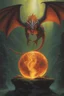 Placeholder: magic orb dripping with dragon fire. cloned wings. perfect claws. fantasy setting. concept art, intricately detailed, color depth, dramatic, colorful background. painted by Larry Elmore