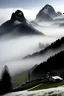 Placeholder: Winter fog crawls over Wasserflue mountain located in northern Switzerland.