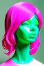 Placeholder: Mint girl face with rubber effect in all face with fuxia rubber effect hair