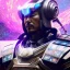 Placeholder: A portrait of a crystalised robot samurai with yakuza tatu, atmospheric, realistic, unreal engine cosmic galactic, cinematic lighting, octane render, random colors, transparent, cosmic ambiance, masterpiece, art by Yoji Shinkawa, composing fit inside