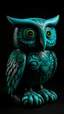 Placeholder: A blackish teal shadow elemental owl designed in Maori sculptures painted by Keith Haring
