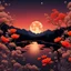 Placeholder: a full moon is rising over a mountain landscape with flowers, beautiful avatar pictures, red tears, within radiate connection, 9 4, image full of reflections, orange glow, connectedness, ios, enter night