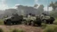 Placeholder: 4K Photorealism: 3 missiles on top of a tropical military truck, detailed and clear curves, background of military vehicles being parked, lighting like photography