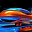 Placeholder: award winning car and driver photograph of a futuristic UFO station wagon designed by an unknown alien civilization, only one vehicle per image painted metallic orange traveling at a high rate of speed,the rear with bright blue flame, bilaterally symetrical