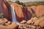 Placeholder: Sunny day, rocks, waterfalls, rocky land, mountains, friedrich eckenfelder and georges lemmen impressionism paintings