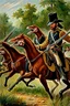 Placeholder: Velociraptors fighting alongside confederate cavalry in US Civil War. Oil painting.