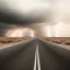 Placeholder: desert, storming, lightning, dunes, gray, road, landscape