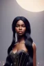 Placeholder: A portrait of a beautiful youthful black woman, wearing a corset, long silky black hair, wizard, magical, ethereal, soft bright lighting. Concept art by wlop. Ultra quality 8k.