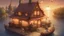 Placeholder: You're going to draw a(n) floating fairy bakery, at dawn in summer.