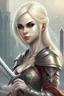 Placeholder: pretty girl, vampire, blonde, fantasy, Skyrim, sword, gentle, maternal, elder scrolls