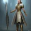 Placeholder: fantasy setting, female goliath, white dress