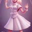 Placeholder: A very cute girl full body,wearing a skirt,with blonde hair with a fade of light pink,sailor uniform,full round face