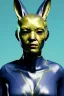 Placeholder: Medium Close Up Portrait, Front image. cyberpunk, rabbit mask, asian woman, solid hair. Latex suit army. white, yellow, color. Wolverine style. Color background, photo studio. Avatar image, highly detailed, concept art, smooth, unreal engine 5, ray tracing, RTX, lumen lighting, ultra detail, volumetric lighting, 3d, finely drawn, high definition, high resolution.