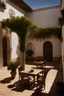 Placeholder: A courtyard in Andalucia with mysterious shadows. The sense of clandestine meetings and charm beneath the night sky.