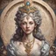 Placeholder: The amulet protects her from all sins committed against her., in rococo art style