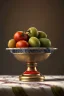 Placeholder: renaissance style still life Of Ravioli dish with natural tomato, albahaca, olives, olive oil. moisture, art, natural, ornaments, marble, gold, high kitchen, smooth, gradient color background, unreal engine 5, ray tracing, RTX, lumen lighting, ultra detail, volumetric lighting, 3d.