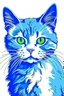 Placeholder: Adorable,Porträt einer bösen Katze von Van Gogh blau grob,pastel theme, white background