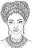 Placeholder: african girl face coloring page with beautiful hairstyle