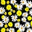 Placeholder: illustration of a bouquet of white daisies, digital illustration, thin black lineart, pastel colors, plain yellow background, minimalist art