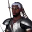 Placeholder: African male swordsman, white hair, dreadlocks, leather armor, fantasy art, portrait