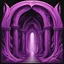 Placeholder: Arch Imp with light-purple purple black black-purple deep-pink palette in vorticism art style