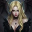 Placeholder: a blonde fantasy woman who is half human and half gargoyle, gothic, digital art, stylised