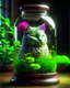 Placeholder: cat in a glass jar shaped as genie bottle, terrarium filled with flowering plants, highly detailed, digital art, sharp focus, hyperrealistic, high octane render, unreal engine