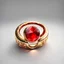 Placeholder: 3d, octane, (((white background:1.4))), gold metal ring for mobile game, luminous snake-shaped gemstone, red rubies on the sides of the ring