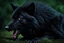 Placeholder: Large black wolf growling lip curled, Photorealistic, 4k, dark fantasy