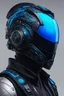 Placeholder: Someone wears a black glass Cyberpunk helmet , full helmet cover , Changshan, black and blue color, cyberpunk drawing style, neon, full body, intricate details, highly detailed, high details, detailed portrait, masterpiece,ultra detailed, ultra quality