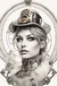 Placeholder: portrait of a beautiful steampunk lady on a white background photorealistic