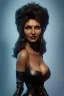 Placeholder: Pam Grier as evil queen in black leather, leather, busty, cleavage, angry, stern look. character design by cory loftis, fenghua zhong, ryohei hase, ismail inceoglu and ruan jia. unreal engine 5, artistic lighting, highly detailed, photorealistic, fantasy