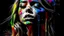 Placeholder: Create for me a picture of a girl's face that will show a background that is colorful and screams with joy and suddenly her whole life has been destroyed and there is no hope for joy and she despairs of everything and everything has turned black and his face is turned off and expresses sadness crying and pain the exact opposite Combine all these feelings in one picture that shows a beginning and a change